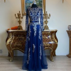 Women’s formal Illusion rhinestone tulle evening prom dress